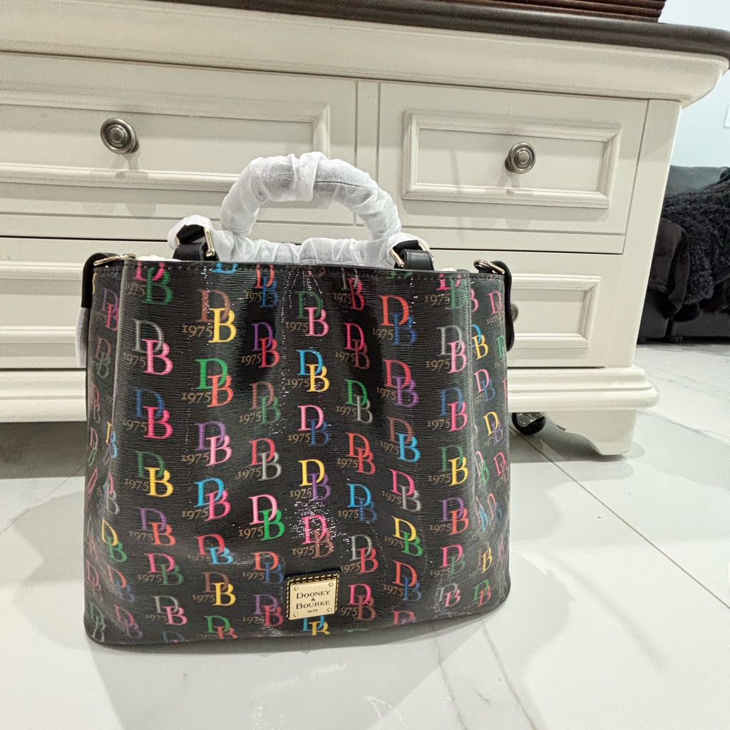 Dooney Bourke Black Multicolor Logo Tote Dooney Bourke Black Multicolor Logo Tote